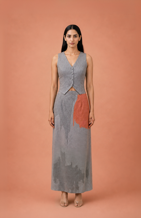 Mosaic ikat cutwork layered set