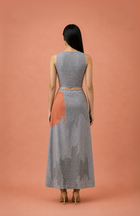 Mosaic ikat cutwork layered set