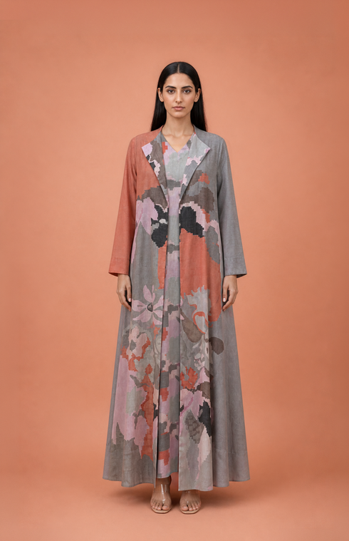 Mosaic ikat flow jacket dress