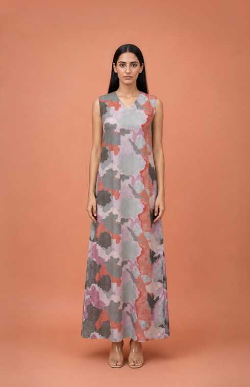 Mosaic ikat flow jacket dress