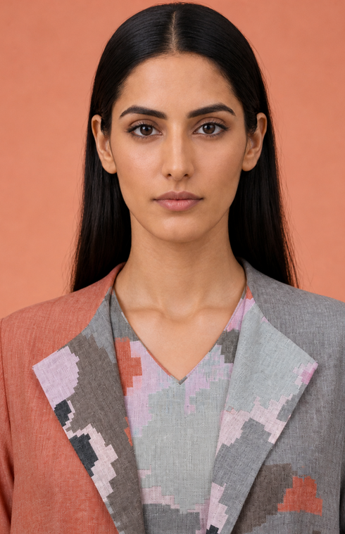 Mosaic ikat flow jacket dress
