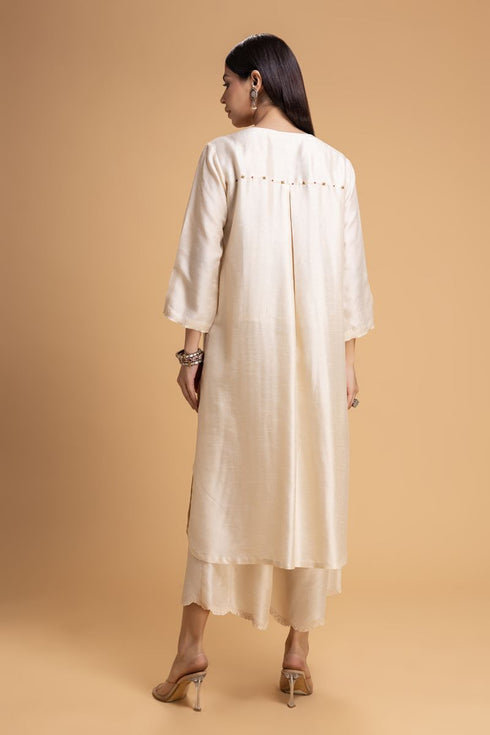 Mosiac ivory embroidered kurta set