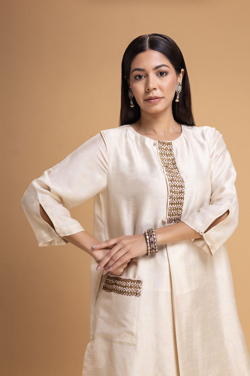 Mosiac ivory embroidered kurta set