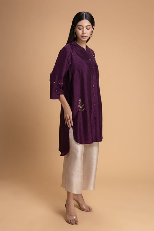 Mosiac purple embroidered kurta set