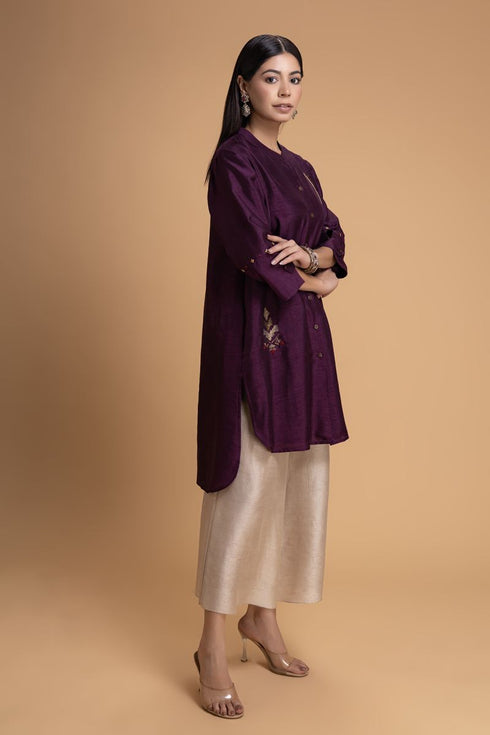 Mosiac purple embroidered kurta set