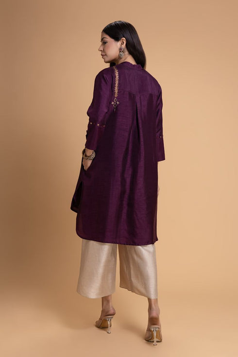Mosiac purple embroidered kurta set