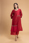 Mosiac red embroidered kurta set