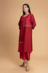 Mosiac red embroidered kurta set