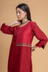 Mosiac red embroidered kurta set