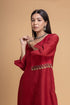 Mosiac red embroidered kurta set
