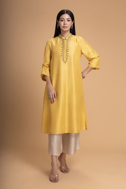 Mosiac yellow kurta set
