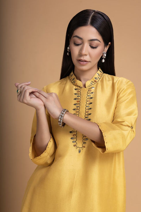 Mosiac yellow kurta set