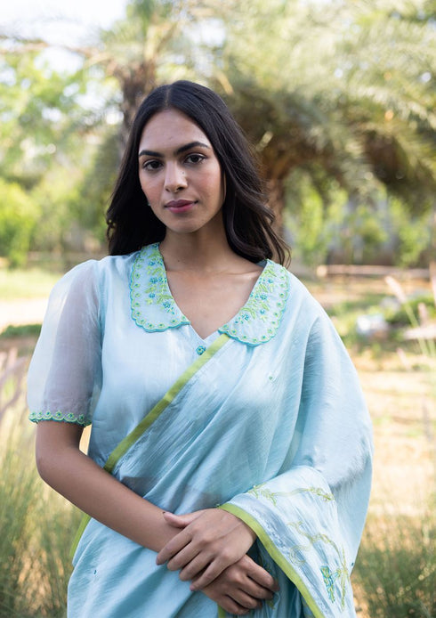 Moss & Mist embroidered sari
