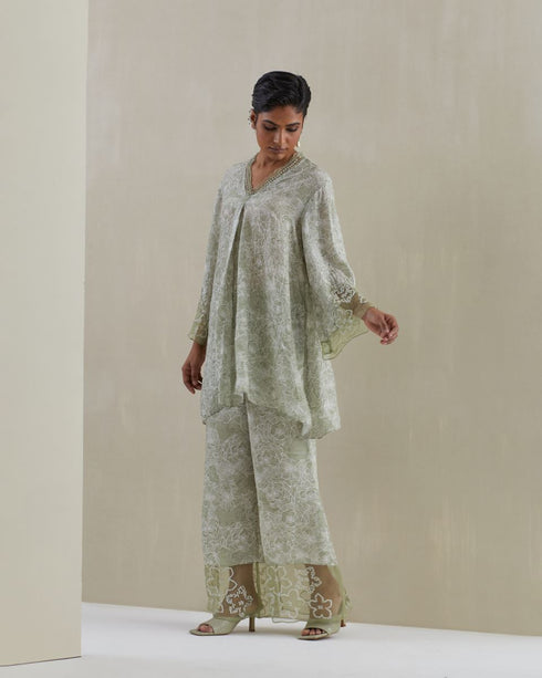 Moss crushed bell-bottom set