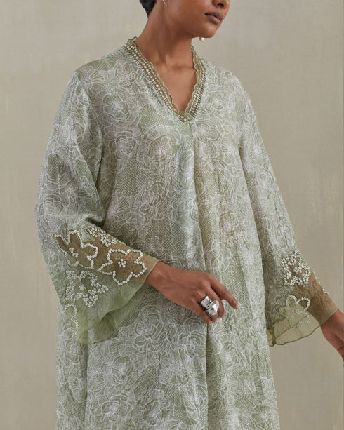 Moss crushed bell-bottom set