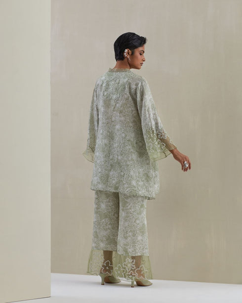 Moss crushed bell-bottom set