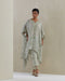 Moss crushed embroidered yoke kaftan set