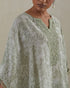 Moss crushed embroidered yoke kaftan set
