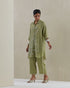 Moss crushed shirt co-ord set