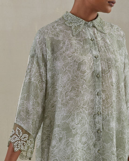 Moss crushed shirt set