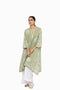 Moss green thread embroidered handloom cotton kurta