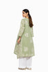 Moss green thread embroidered handloom cotton kurta