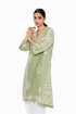 Moss green thread embroidered handloom cotton kurta