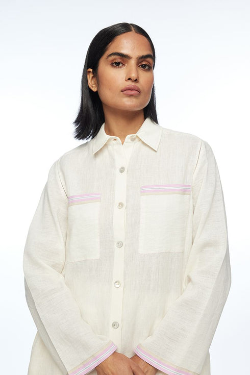 Moyesii ivory front open tunic