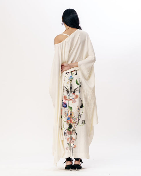 Multicolor one shoulder drape top with skirt