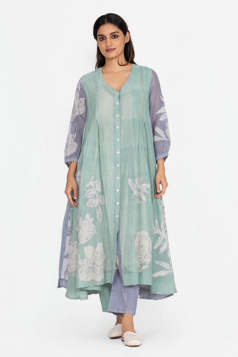 Multicolor applique tunic dress