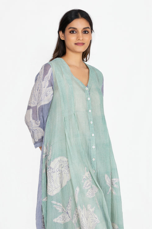 Multicolor applique tunic dress