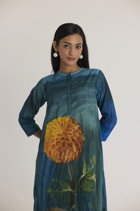 Multi color dilly dally long kurta set