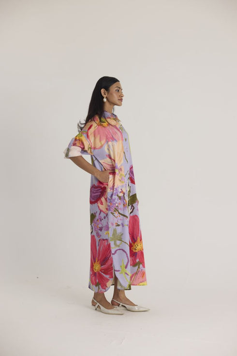 Multi color dolly purple shirt dress