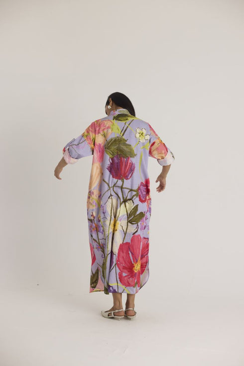 Multi color dolly purple shirt dress