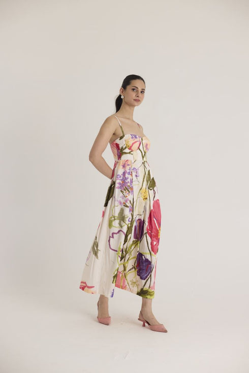 Multi color dolly white bralette dress