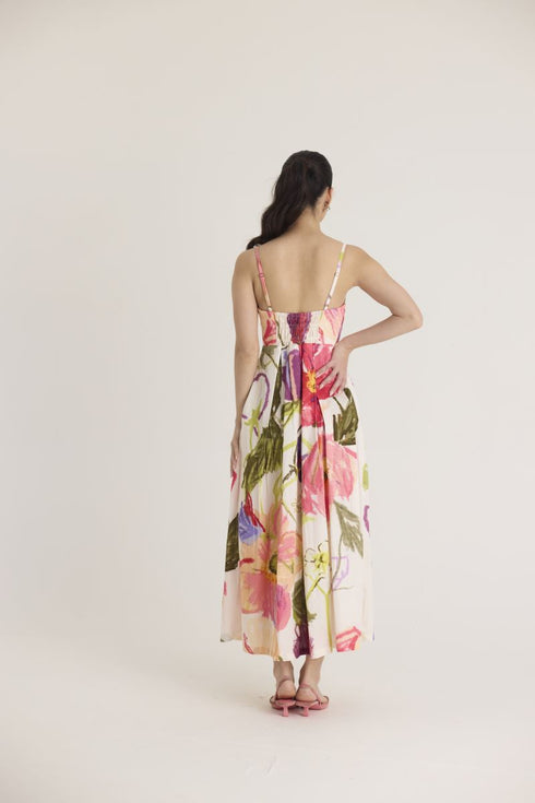 Multi color dolly white bralette dress