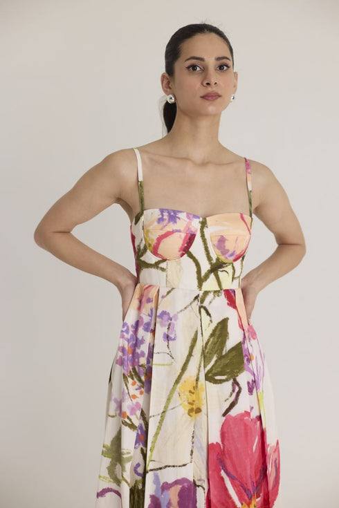 Multi color dolly white bralette dress