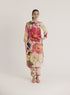 Multi color dolly white crepe long kurta set