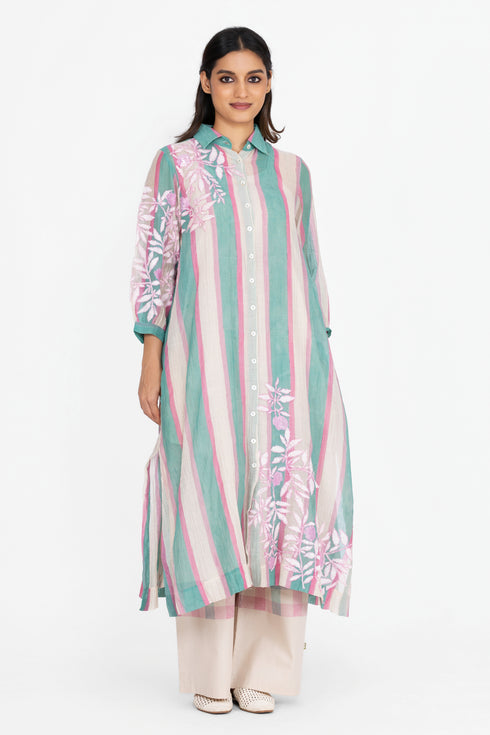Multicolor embroidered shirt tunic