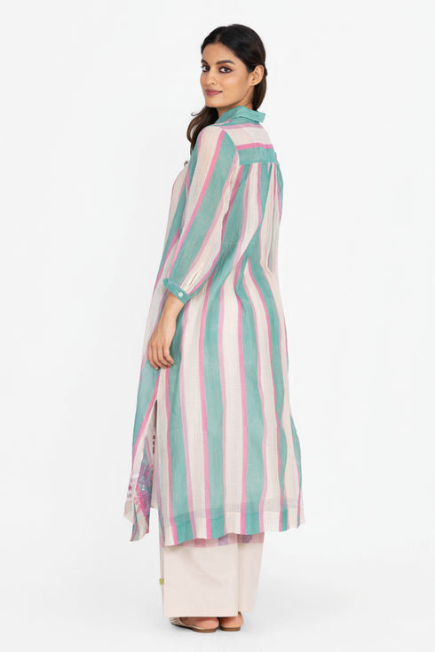 Multicolor embroidered shirt tunic
