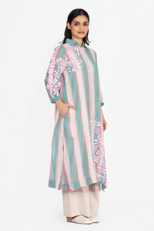 Multicolor embroidered shirt tunic