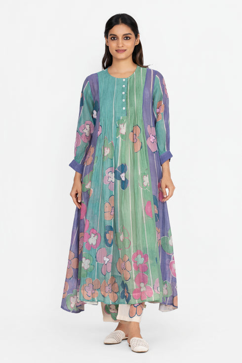 Multicolor floral printed sequins tunic dress