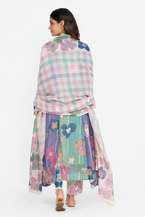 Multicolor floral printed sequins tunic dress