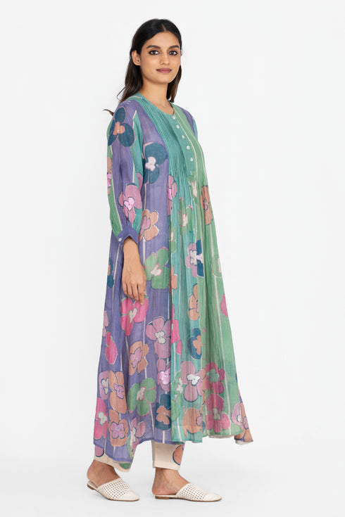 Multicolor floral printed sequins tunic dress