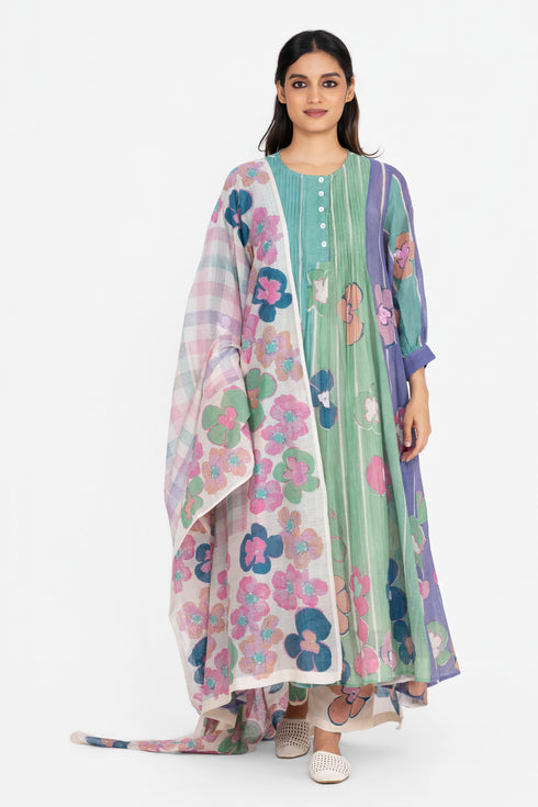 Multicolor floral printed sequins tunic dress
