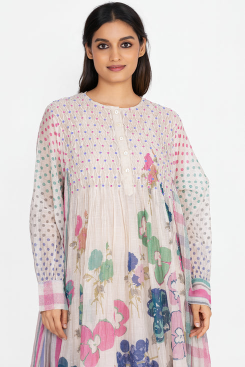 Multicolor floral smocked dress