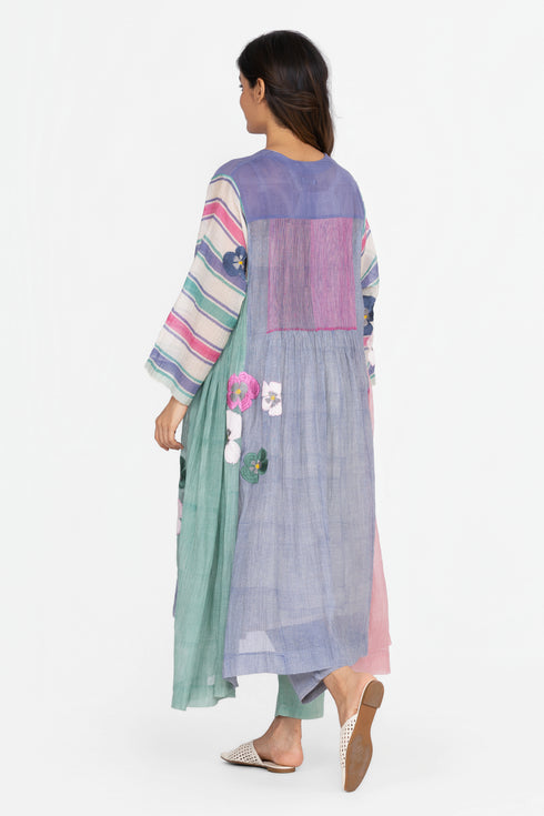 Multicolor floral threadwork dress