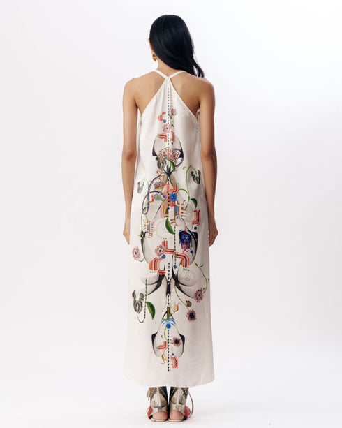Multicolor layered slip dress and shirt set