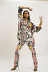 Multi color oversized safari shirt with pants