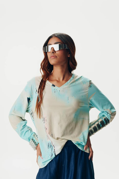 Multi color printed full sleeve t-shirt